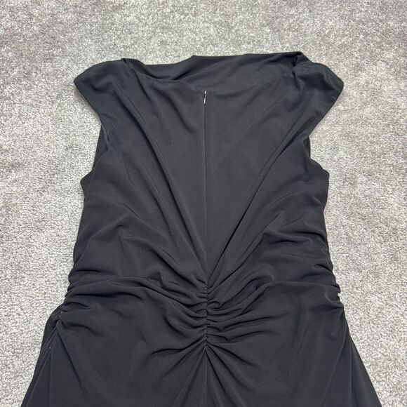 David Meister Vintage Knee Length Ruched Sheath Dress Womens 12 Black Cowl NWOT - Picture 12 of 14